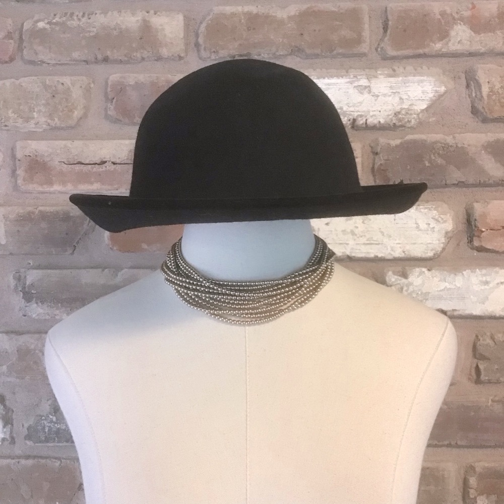 STREET SMART BY BETMAR Women's Vintage Black 100% Wool Velvet Trim Hat